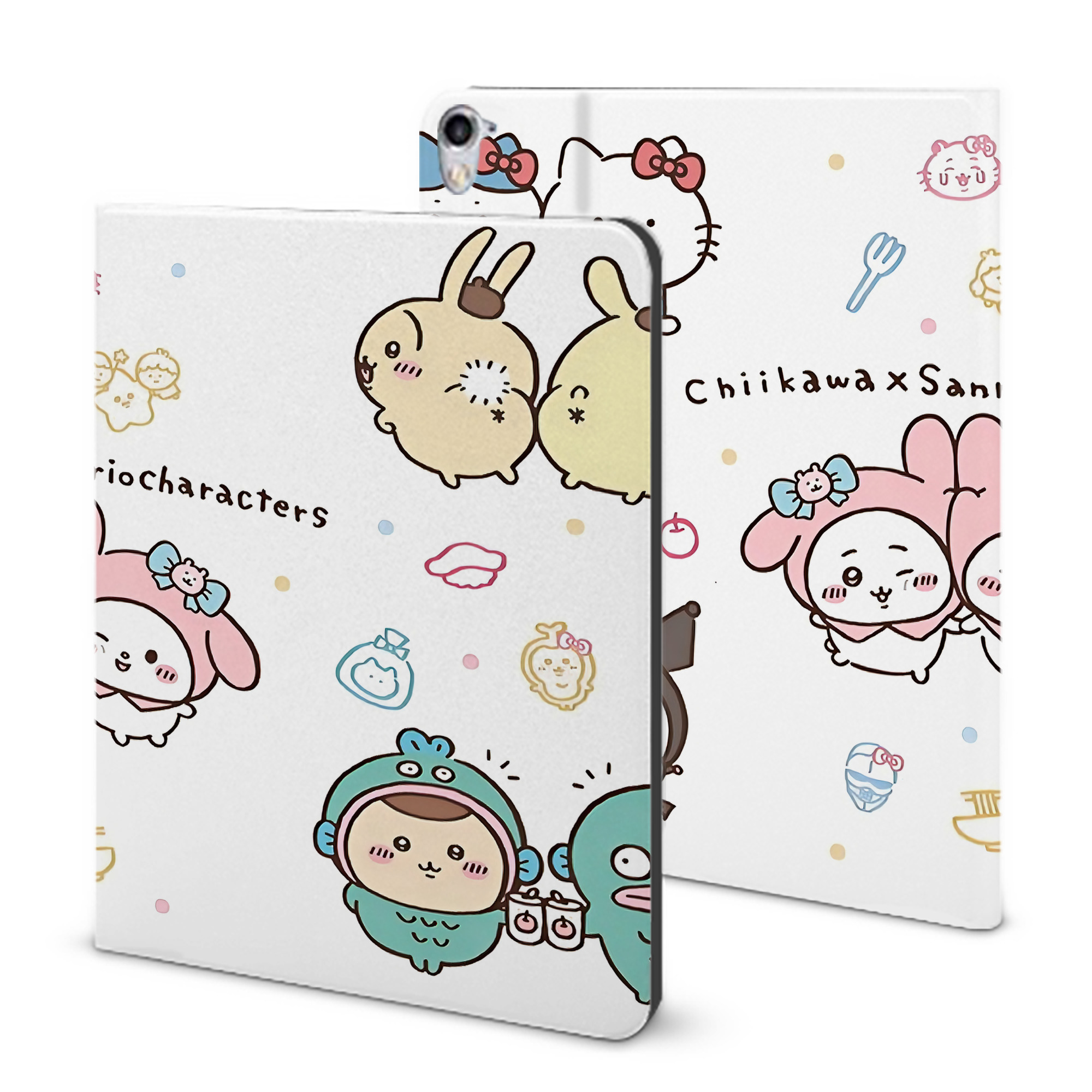 （画像用） ちいかわ Chii-kawa IPad ケース ブック型 PUレザー TPU 耐衝撃 軽量 薄型 ペン収納なし 全面保護 IPad 各モデル対応
